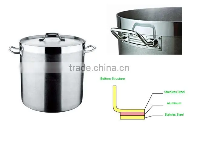 04 style High Body Commercial Stainless Steel Stock Pot Soup Pot with Compound Bottom