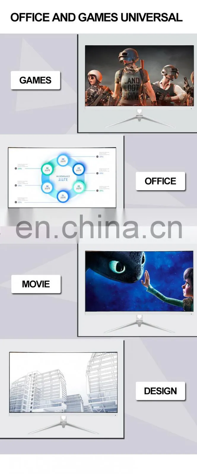 27 Inch Led Monitor Computer FHD Curved Monitor Desktop Gaming Display Full HD 1080P 4K 60HZ 1ms
