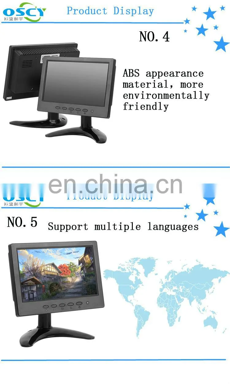 Factory price VGA/BNC/AV Input High Brightness Cctv small Computer Touch Screen 7 inch Lcd hd Monitor