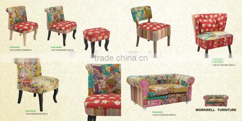 WorkWell upholstered wood and classic children flower fabric sofa Kw-D4220