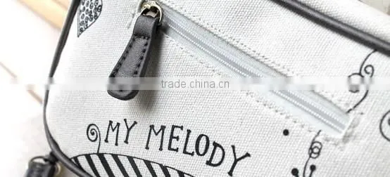 Practical colorful flower printing canvas cosmetic bag with pu zipper head