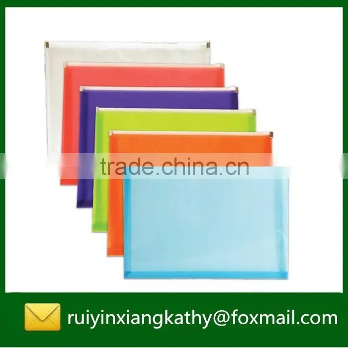Colourful Plastic Zipper Document Bag