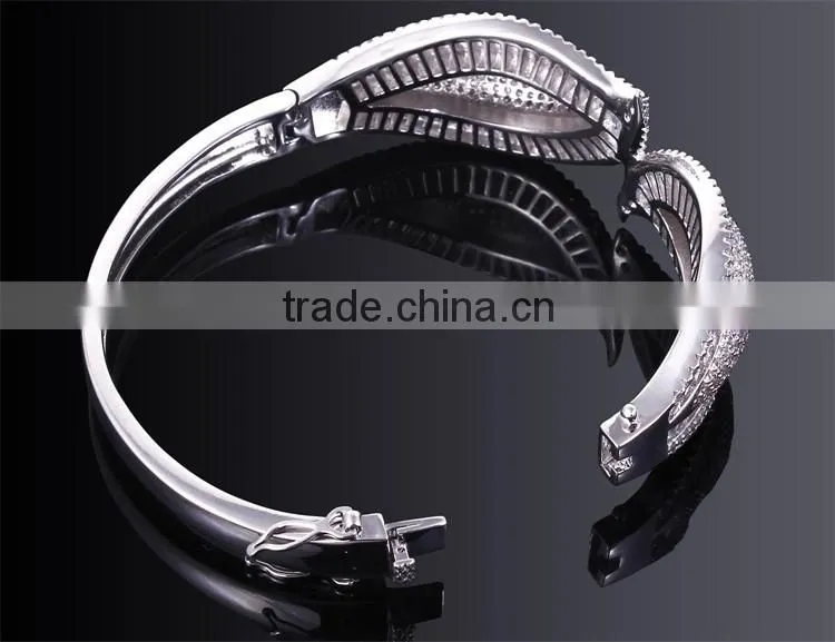Exclusive Design Alibaba com Baguette Cut CZ New Bridal Jewelry Leaf Shape Bangle