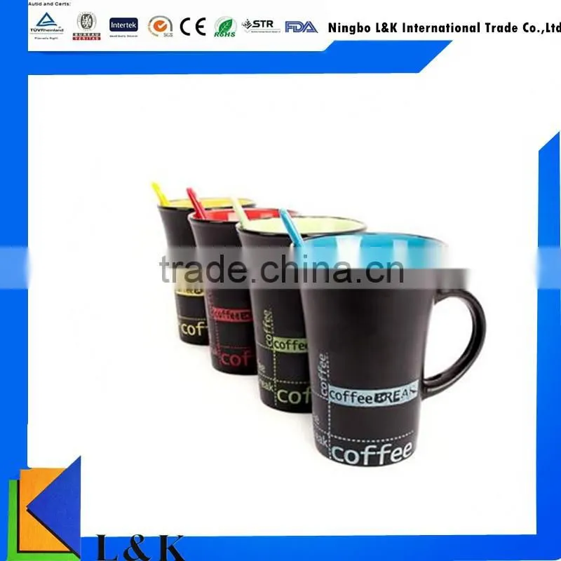 hot sale cheap plain ceramic mug with spoon/ceramic christmas mugs