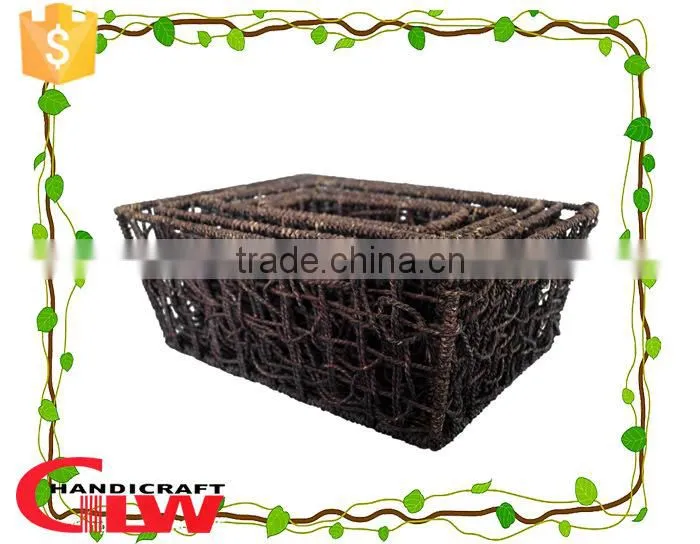 Beautiful vertical weave hollow design seagrass storage basket for bath sets,decorative seagrass basket