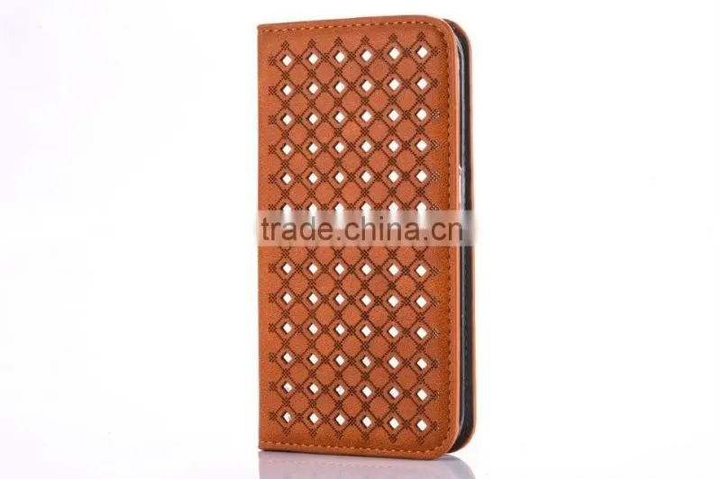 colorful laser carving case hollow out leather case for Samsung S7