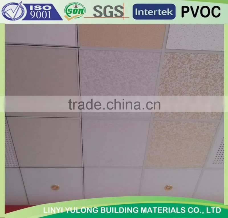 golden pvc laminated gypsum ceiling tiles