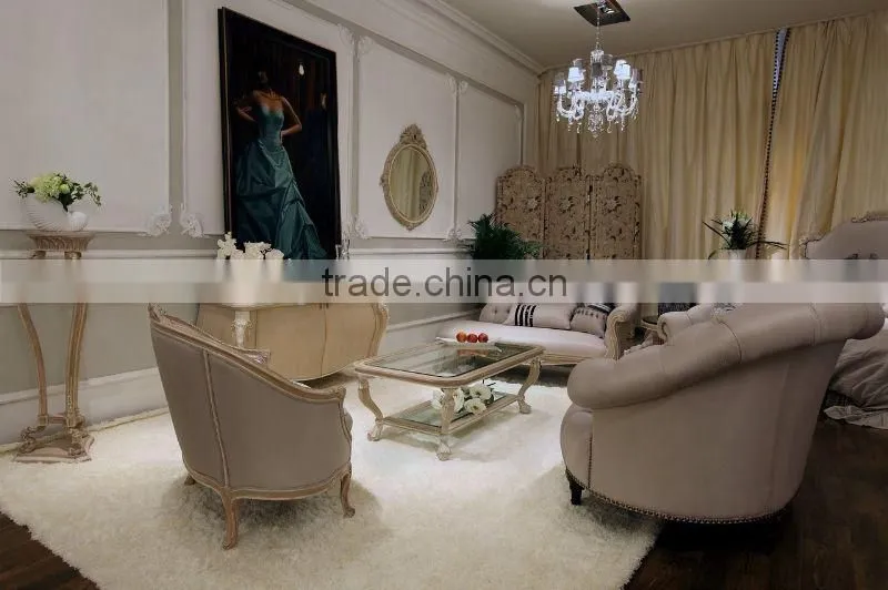 French style living room furniture set Wood living room sofa set