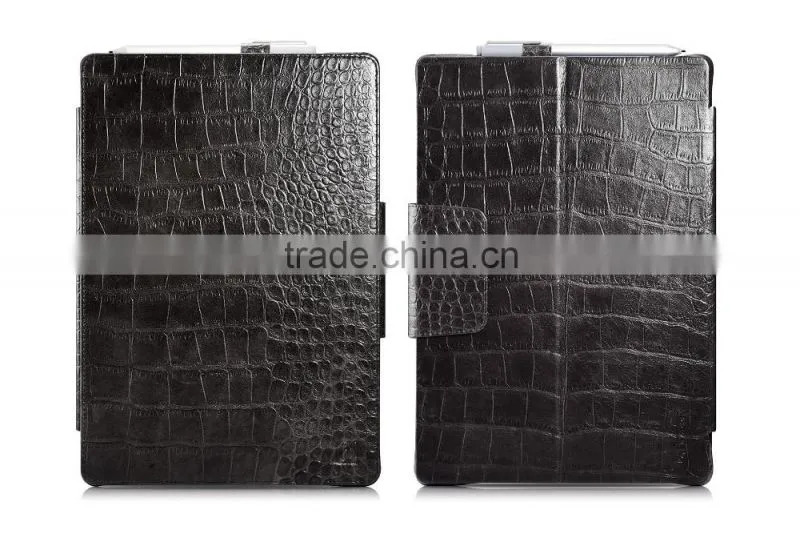Icarer Luxury Crocodile Grain Genuine Leather Flip Case for Surface Pro 4 ultra thin holder leather case for surface pro 4