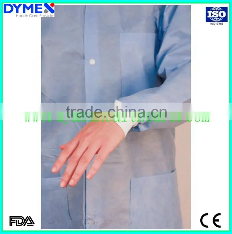 Qualitied Hospital Doctor Lab Coat with Knit Cuff and Collar