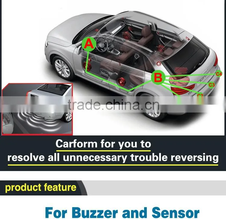 LED digital car parking sensor system with 20 different color type waterproof ultasonic sensor