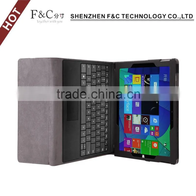 Eco-friendly pu leather flip case for microsoft surface pro 4 with pen holder