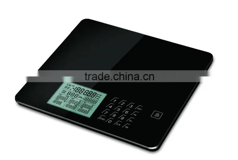 nutrition scale with AAA battery and blue backlight display