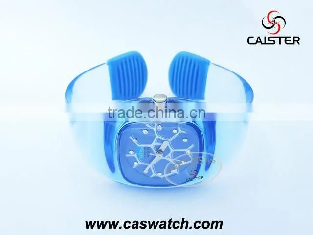 Unique Transparent Cuff watch with Japan movement and made of PVC.
