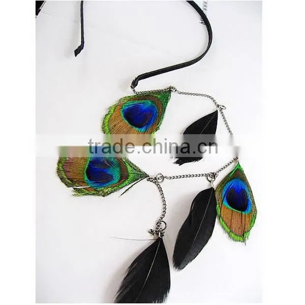 2014 fashion celebrity Bohemia hairband type peacock feather hairband