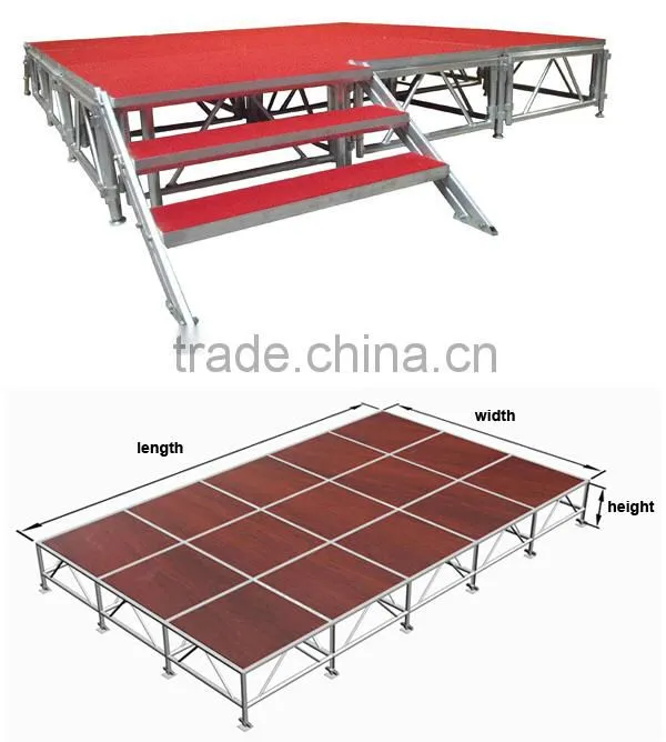 1.22x1.22m aluminum frame adjusted height portable stages