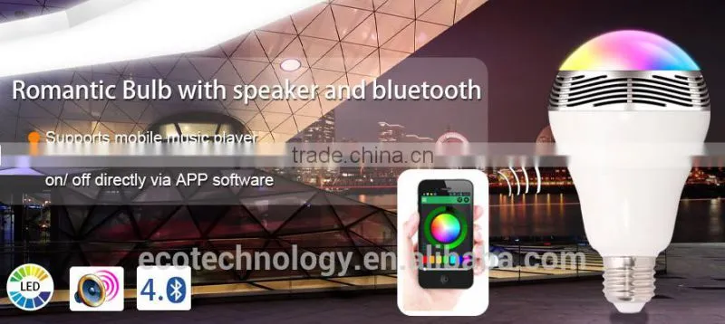 BL05 Bluetooth 4.0 Music Audio LED Speaker 7 Colors Bulb LED Light Lamp White E27 Mobilephone App Control For Iphone Samsung