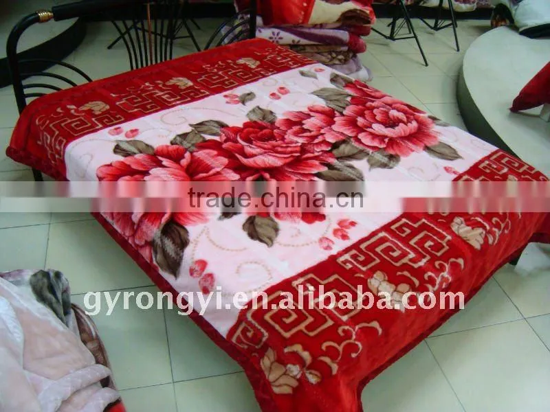 100% polyester carved thermal and zigzag raschel blanket