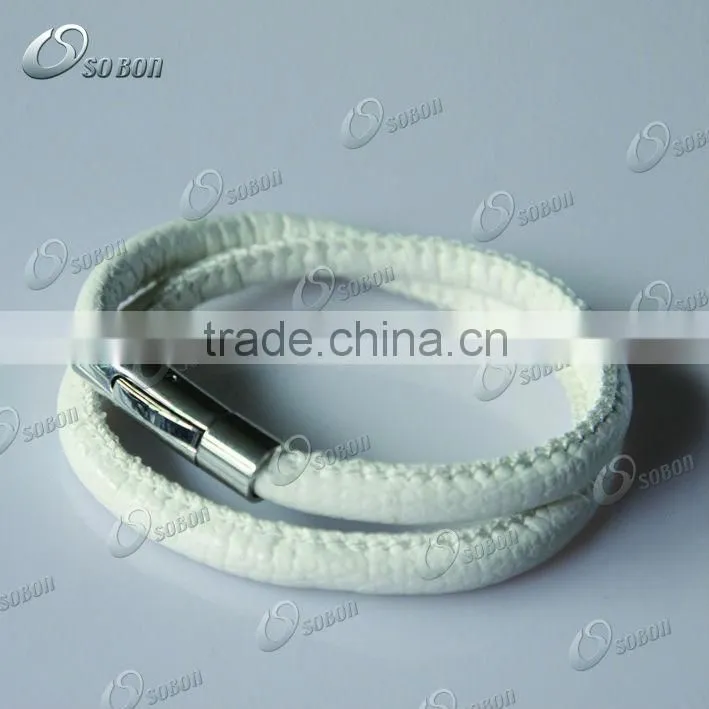 Fashion Jewellry Stainless Steel PU Leather Bracelet with Heart Charm