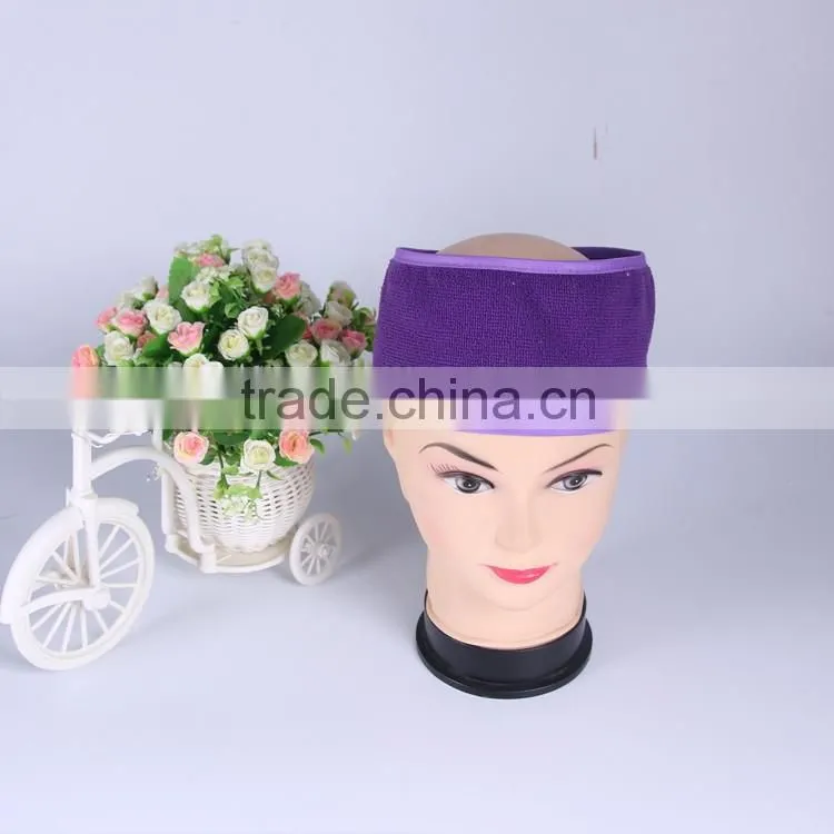 purple microfiber embroidery headband with velcro