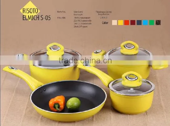 Non Stick Forging Aluminum Fry Pan & Pot Set Risoto Elmich S-05