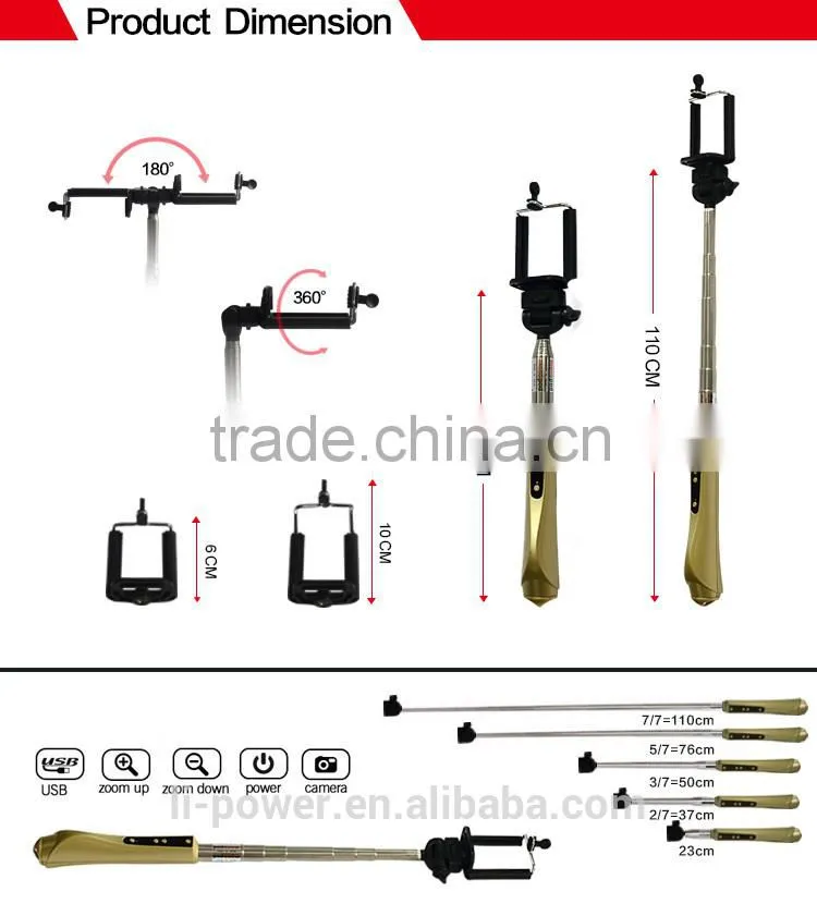 wireless Extendable Mobile Phone Selfie stick Holder