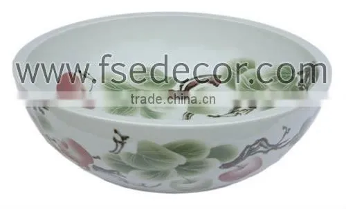 Round Painted Bathroom Ceramic Bowl Sink