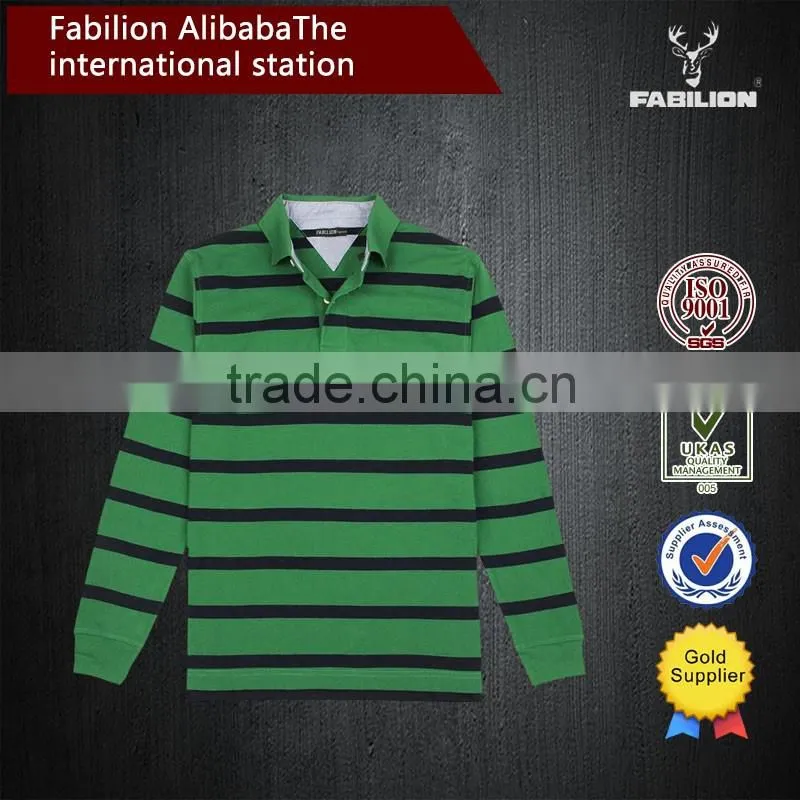 2016 hot selling Washed striped long sleeve for big size polo shirt