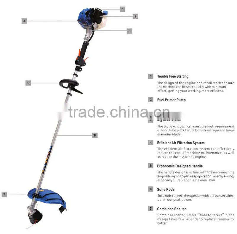 engine valve 43cc ZMG4301T 1.1kw gasoline power brush cutter to mechanical grass trimmer