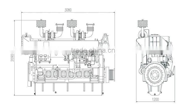 Zibo Zichai Z8170 Series marine diesel engine with 8 cylinder