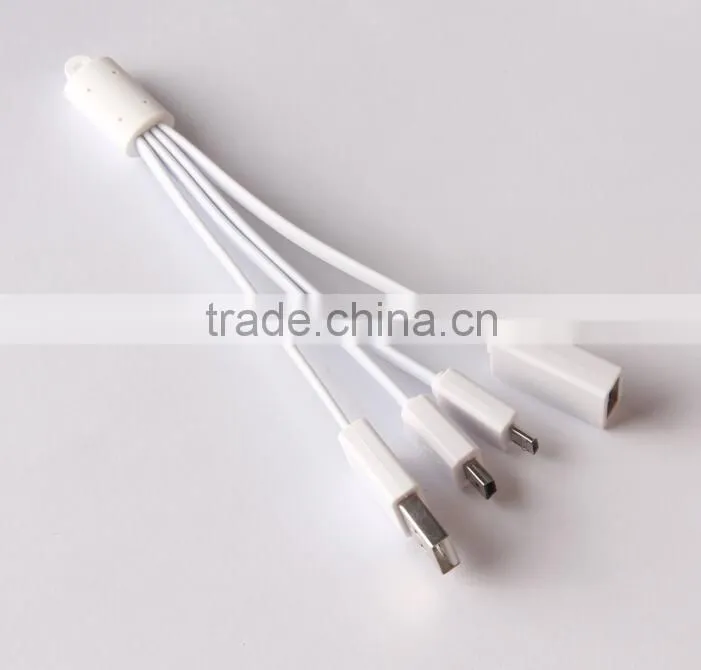 3 in 1 cable and 5 in 1 cable different color choice PVC cable with sample shape and logo