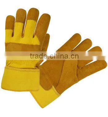 Black cowhide split leather working gloves