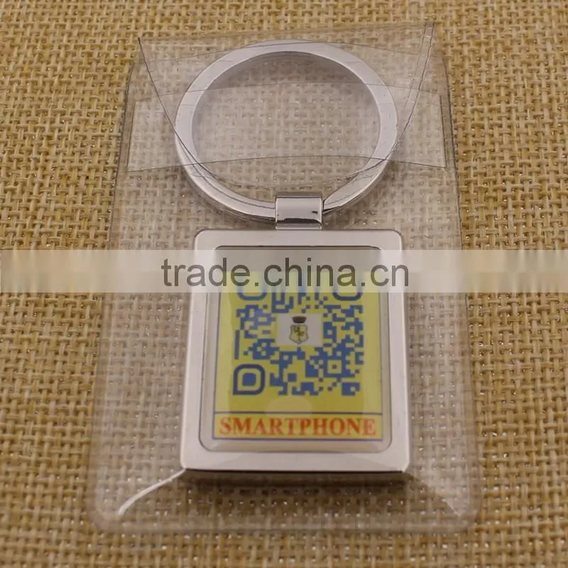 Promotion Custom Rectangle Metal Printing QR Code Keychain