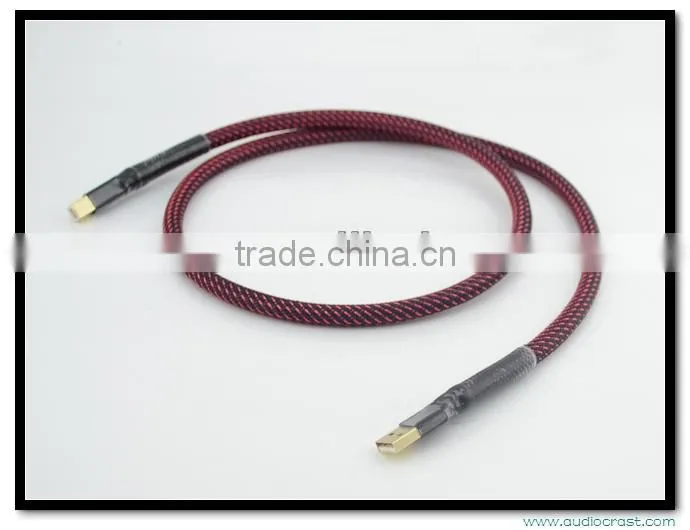 Hi End Audio Grade Silver Plated USB A to B USB cable with Gold Plated USB Plug