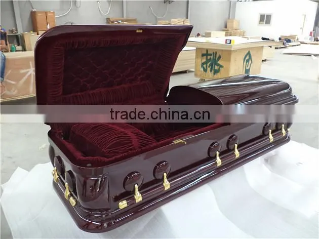 Mahogang material imported from US luxury solid wood funeral coffin casket