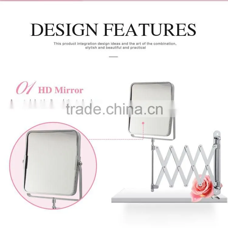 Bathroom makeup shaving extendable wall mirror