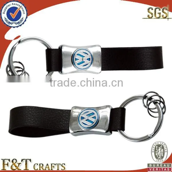 business metal laser engraved nice quality pure real keychain leather strap