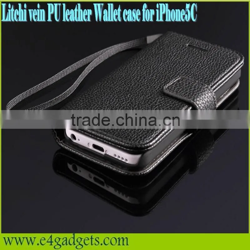 High quality Litchi Vein PU leather case for iphone5c,for iphone5c leather case