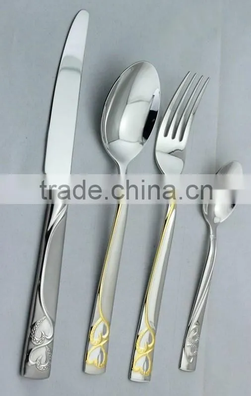 high quality gold-plating stainless steel 86pcs cutlery set with leather box