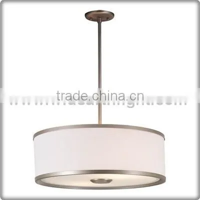 UL CUL Listed Drum Fabric Hanging Lamp In Brushed Nickel Finish C20069