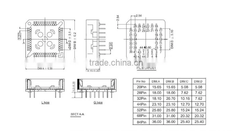 IC socket DIP type connector PLCC socket