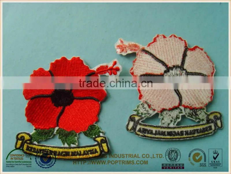 Beautiful red flower emboridery patch