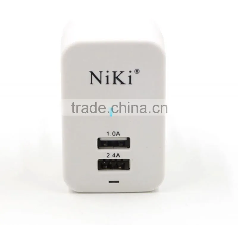 EU dual USB with led wall charger home charger with UL CE ROHS SAA approved