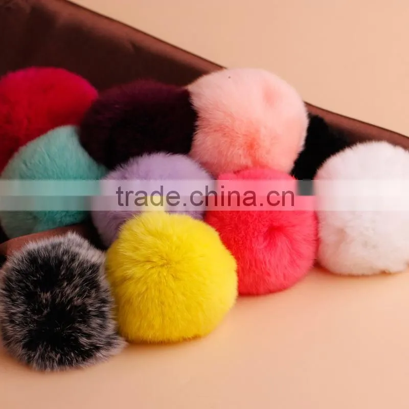 Dye Fur Pompoms / Real Rex Rabbit Fur Pom Pom Wholesale / Fur Pom Keychain