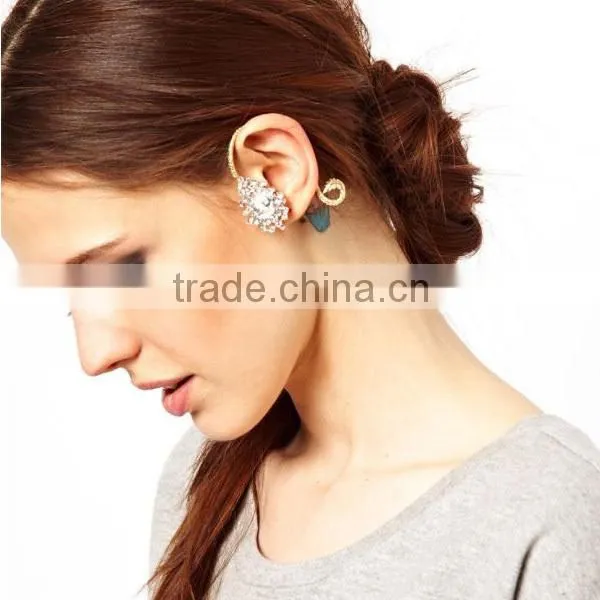 cheap ear cuff white diamond jewelry snake style ear clip