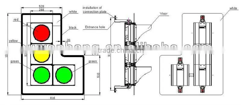 200mm 4setcions Traffic signal head