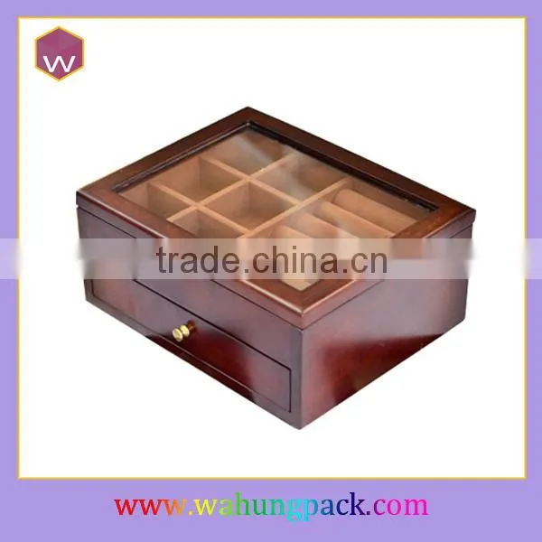 Elegant Blue Locking Wood Jewelry Box/Quality Wooden Jewellery Gift Box Custom