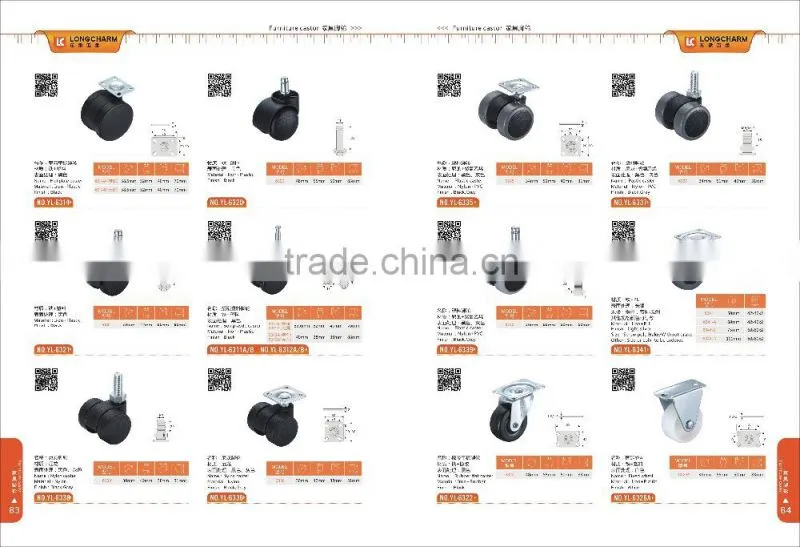 threaded plastic wheels with decorative cap chair locking casters furniture wheel YL-6310