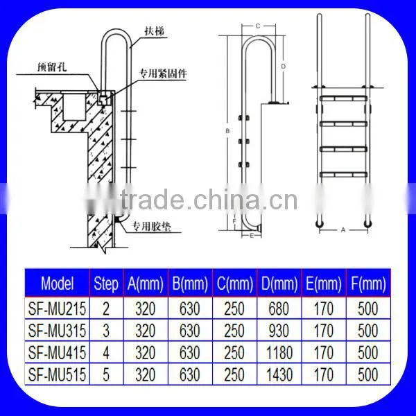 SL swimming pool ladder, pool slide ladder