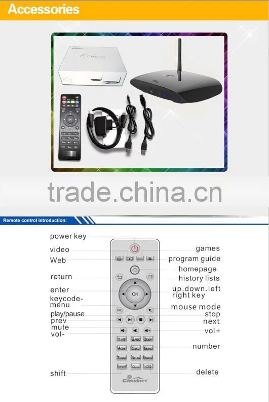 Cloduentgo android tv box bluetooth 4.0 H.265 4K quad core rk3288 android4.4 Streaming tv box,set top box,mini pc